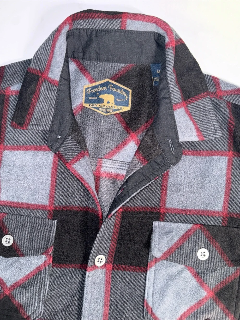 Freedom foundry Men's Lightweight Plaid Shirt Jacket in Black, Gray & Red -